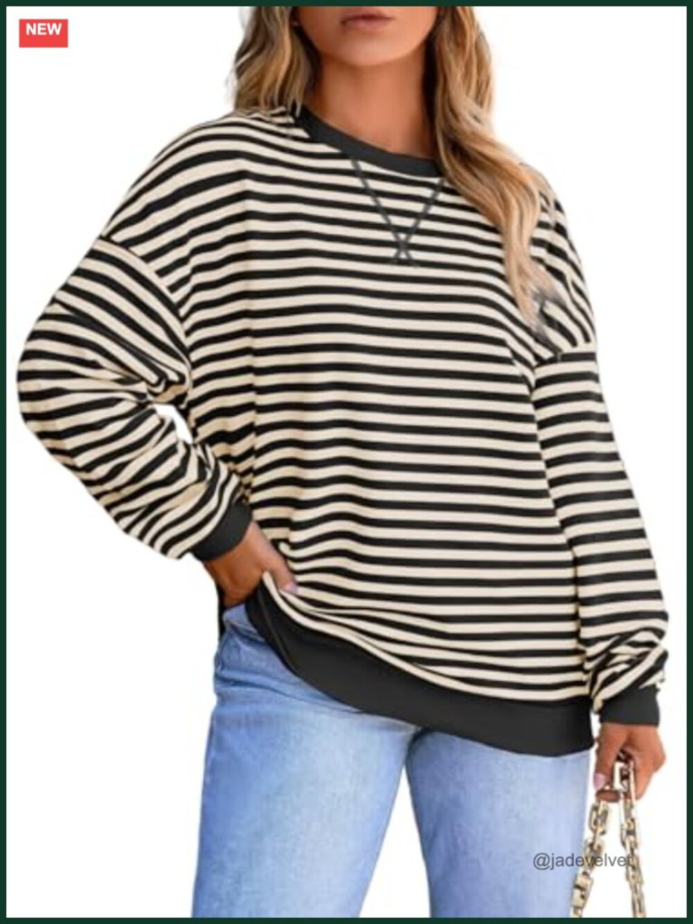 Plus Size Striped Color Block Crewneck Sweatshirt Pullover 1X-5X